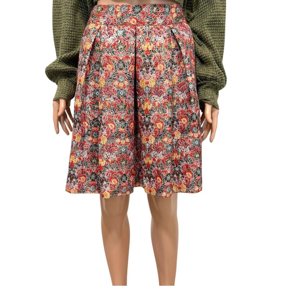 Maeve small Rosia metallic floral brocade pleated a line skirt SK 3576